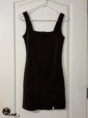 Forever 21 Black Sparkle Square-Neck Mini Dress